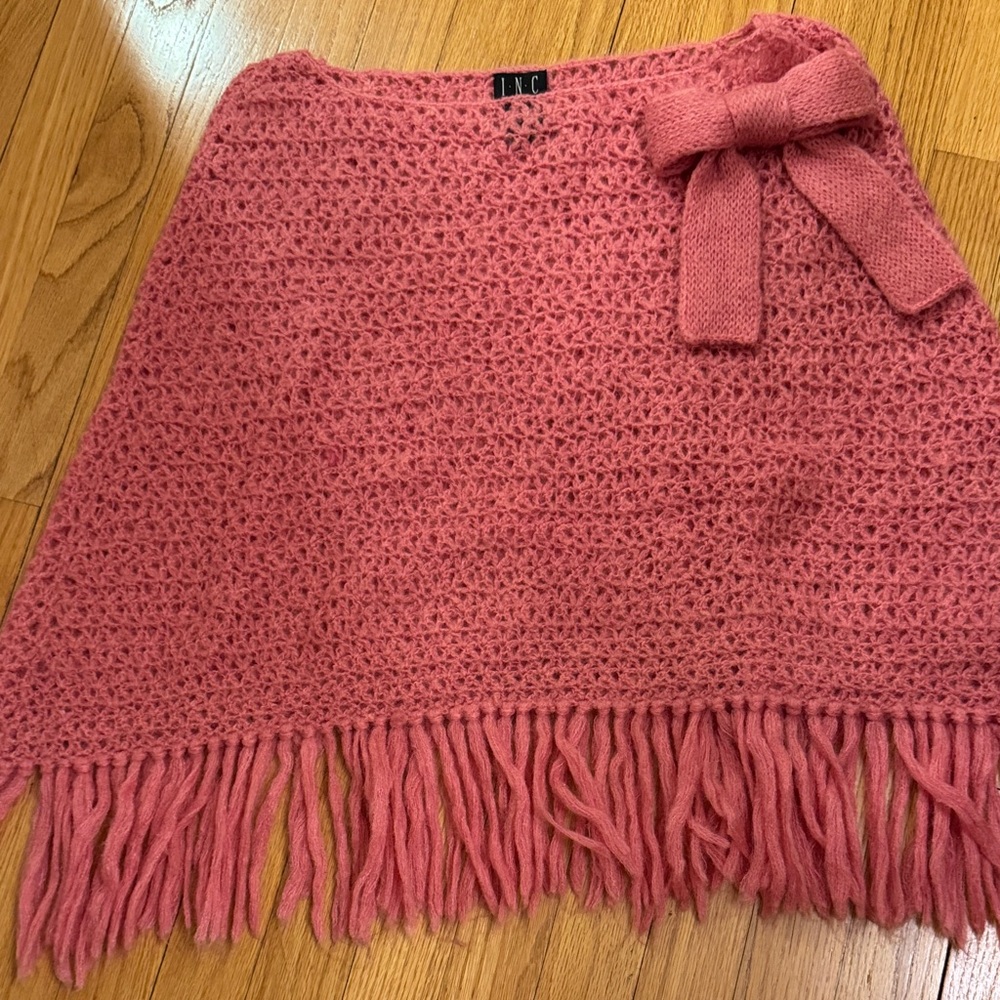INC International Concepts Pink(peach) Knit Poncho